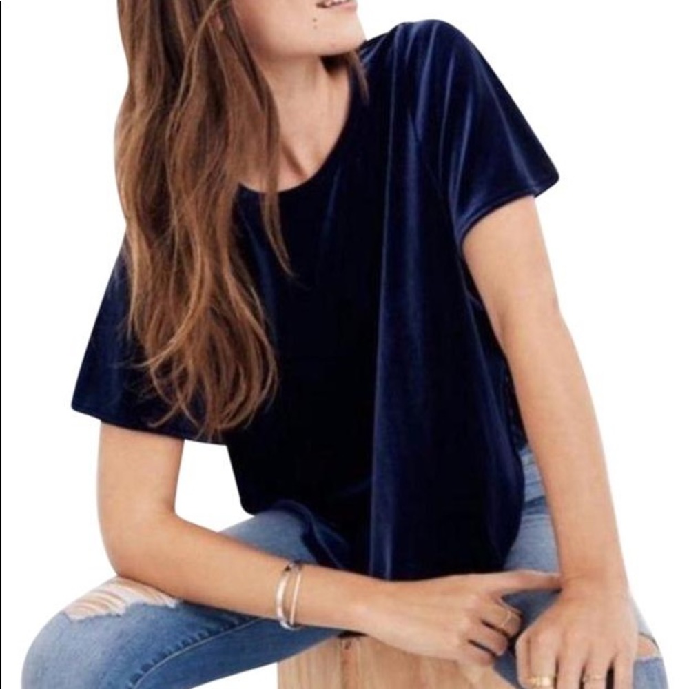 Madwell Butterfly Velvet Top - size XS - navy